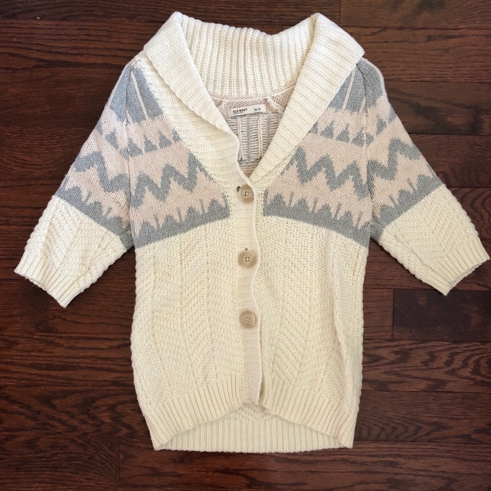 Boho Aztec Sweater with Cropped Sleeves